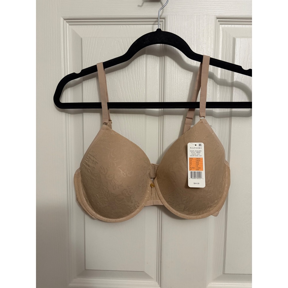 NEW Natori | Sheer Jacquard Full Fit Underwire T-Shirt Bra 136059 Cafe Sz 36DD
